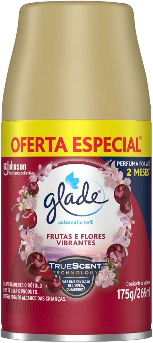 Glade Aromatizador de Ambiente Automático, Glade Refil, Odorizador de Ambiente, Frutas e Flores Vibrantes, 269ml