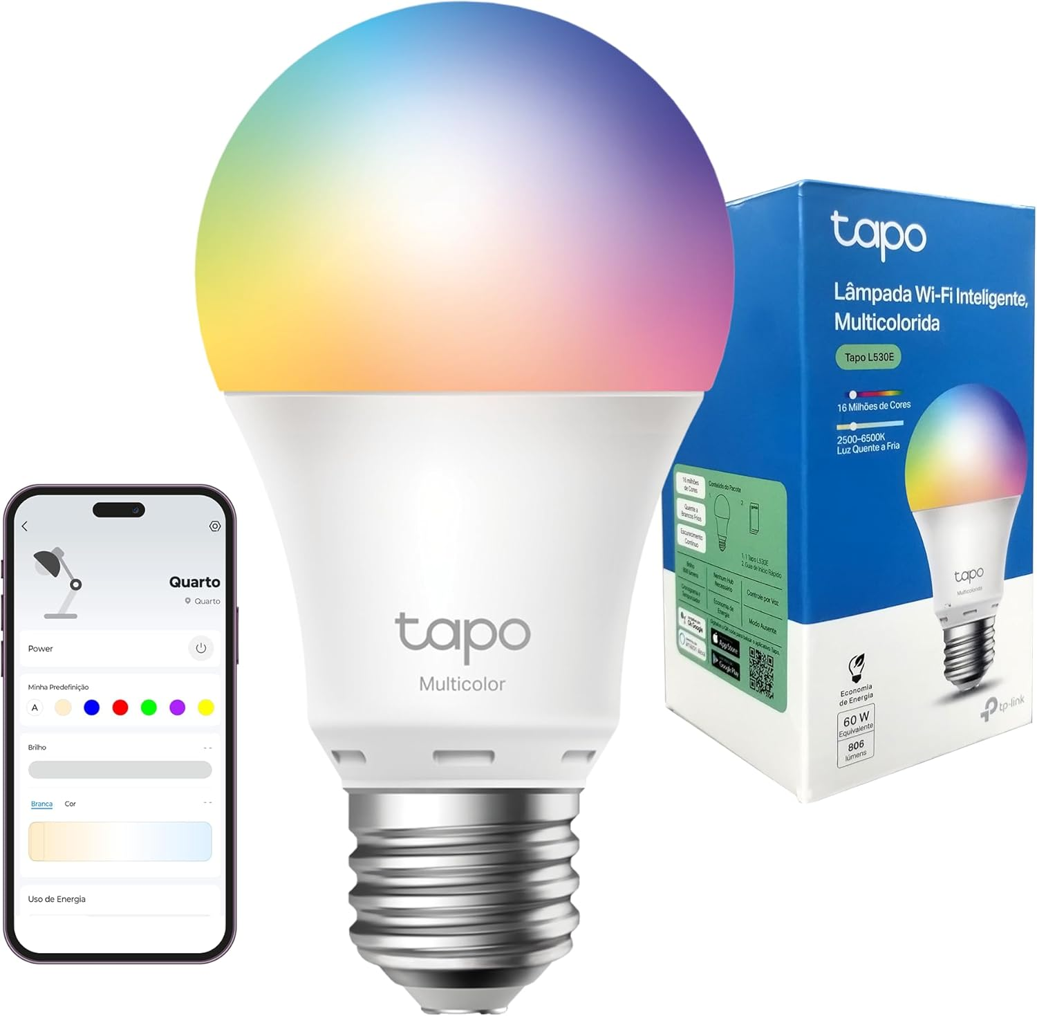 LAMPADA WI-FI INTELIGENTE TP-LINK TAPO L530E WI-FI COM AJUSTE DE COR BIVOLT