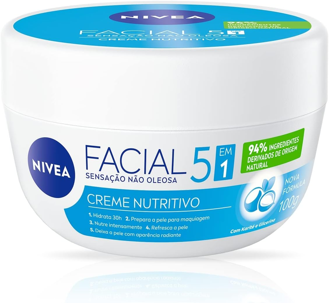 NIVEA Creme Facial Nutritivo 100g – Sua fórmula à base de água, Karité e Vitaminas