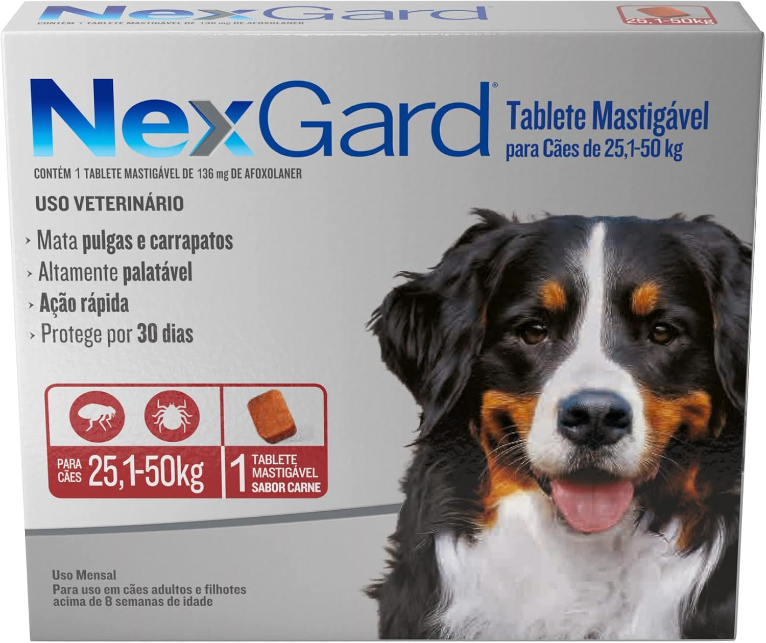 NexGard Antipulgas e Carrapatos para Cães de 25,1 a 50kg