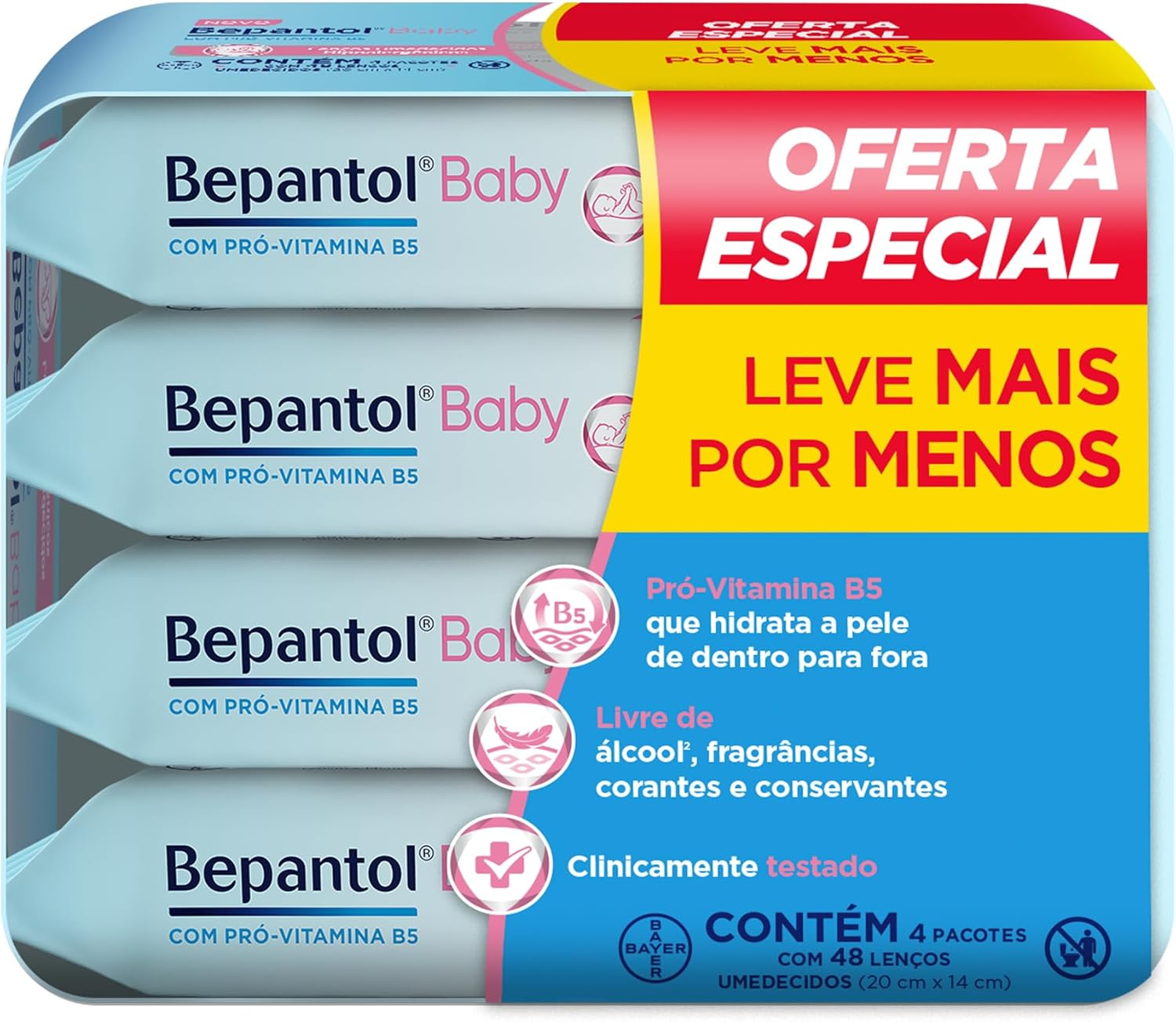 Bepantol Baby Leve 4 Pague 3 Kit 192 Lenços Umedecidos