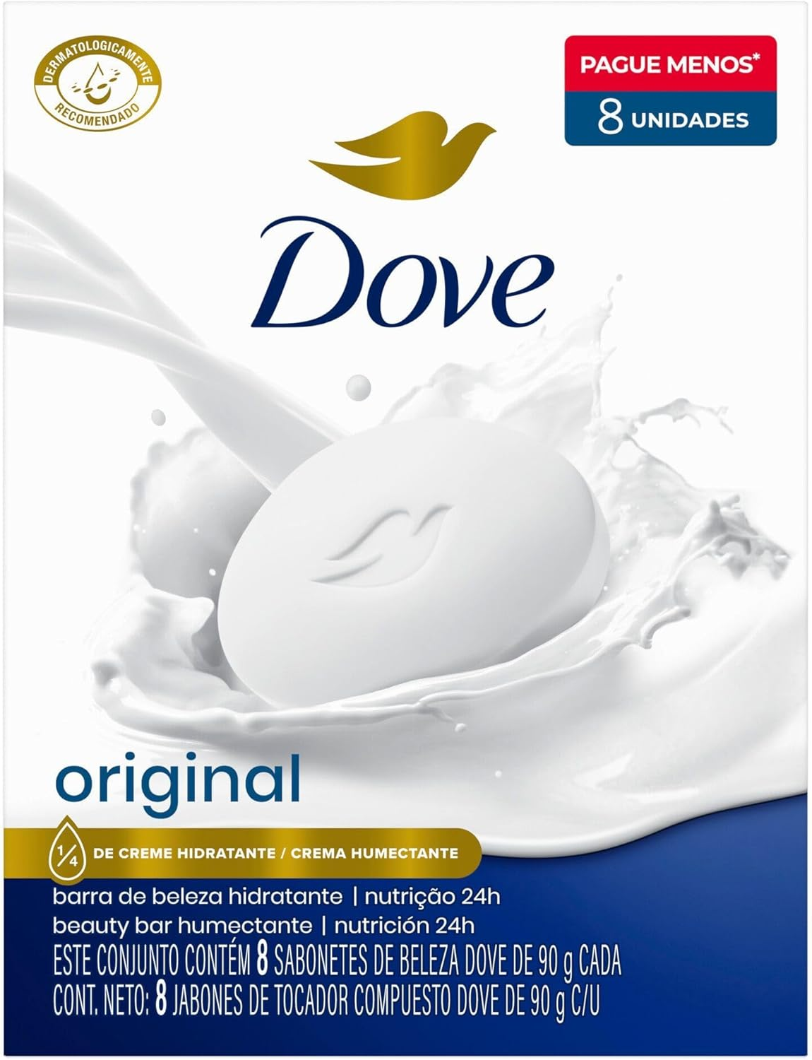 Dove Sabonete Em Barra Branco 90G – 8 Unidades