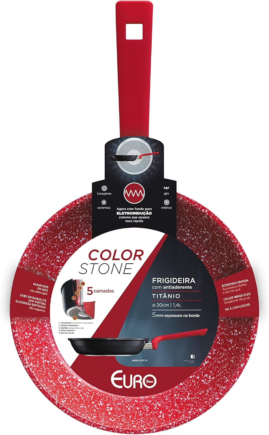 Frigideira 20 cm ColorStone de alumínio com antiaderente Titânio