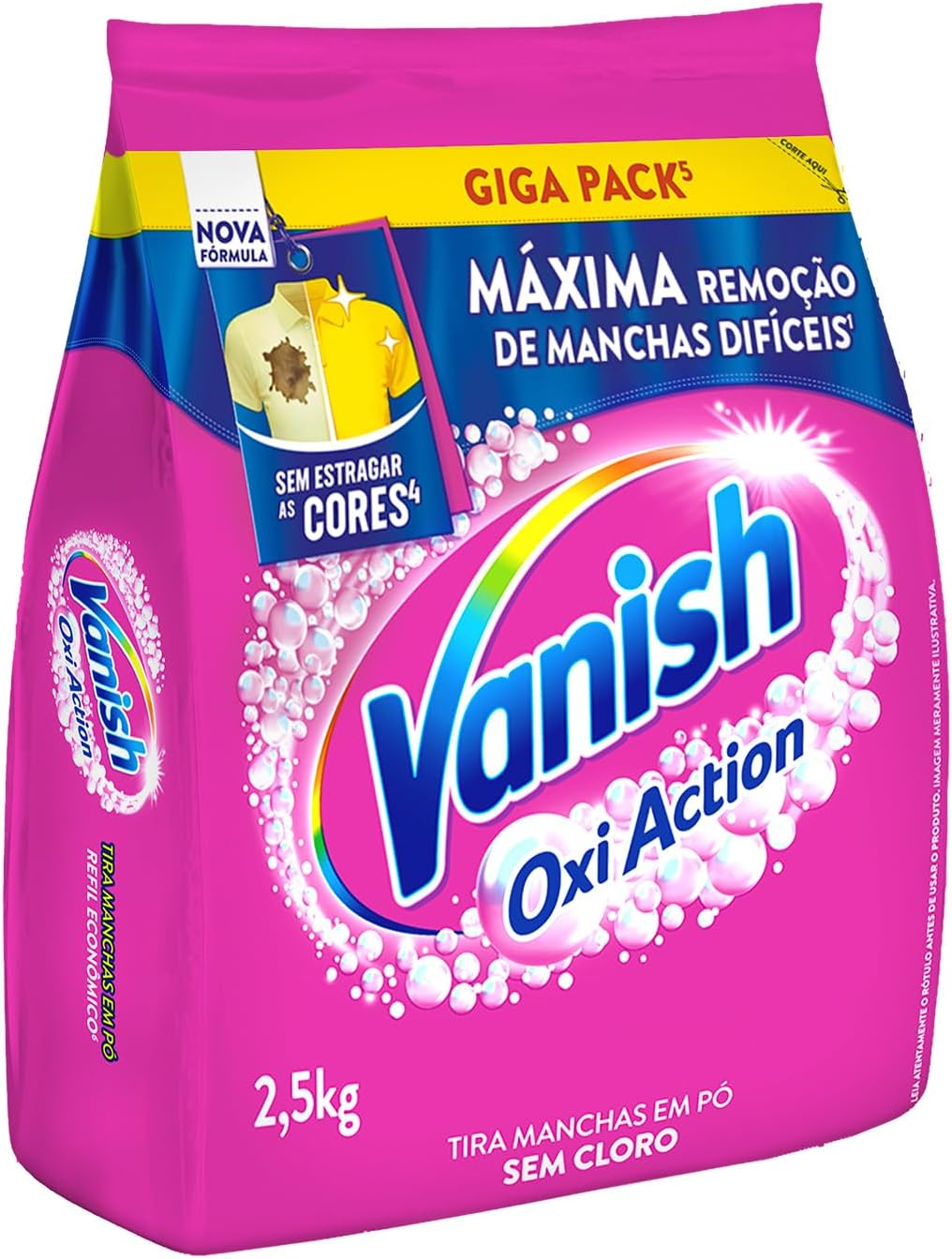 Vanish Tira Manchas Em Pó Multi Power Oxi Action 2 5Kg Refil Econômico Para Roupas Coloridas