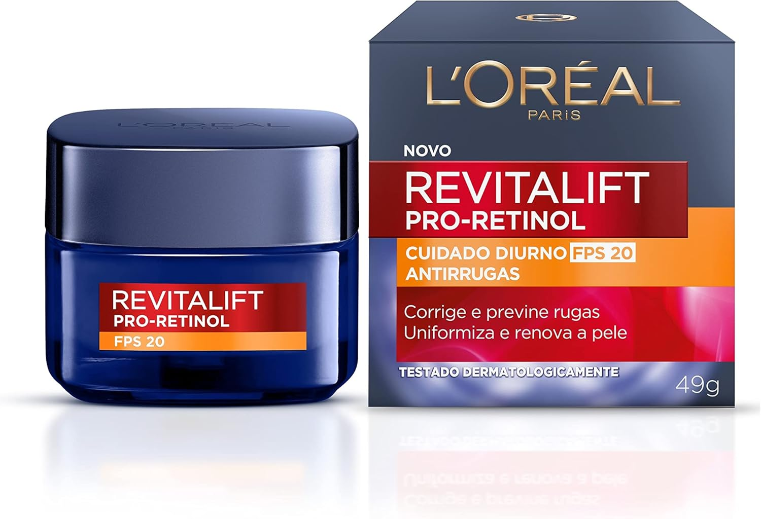 L’Oréal Paris Creme Facial Antirrugas Revitalift Pro Retinol Cuidado Diurno FPS20, 49g