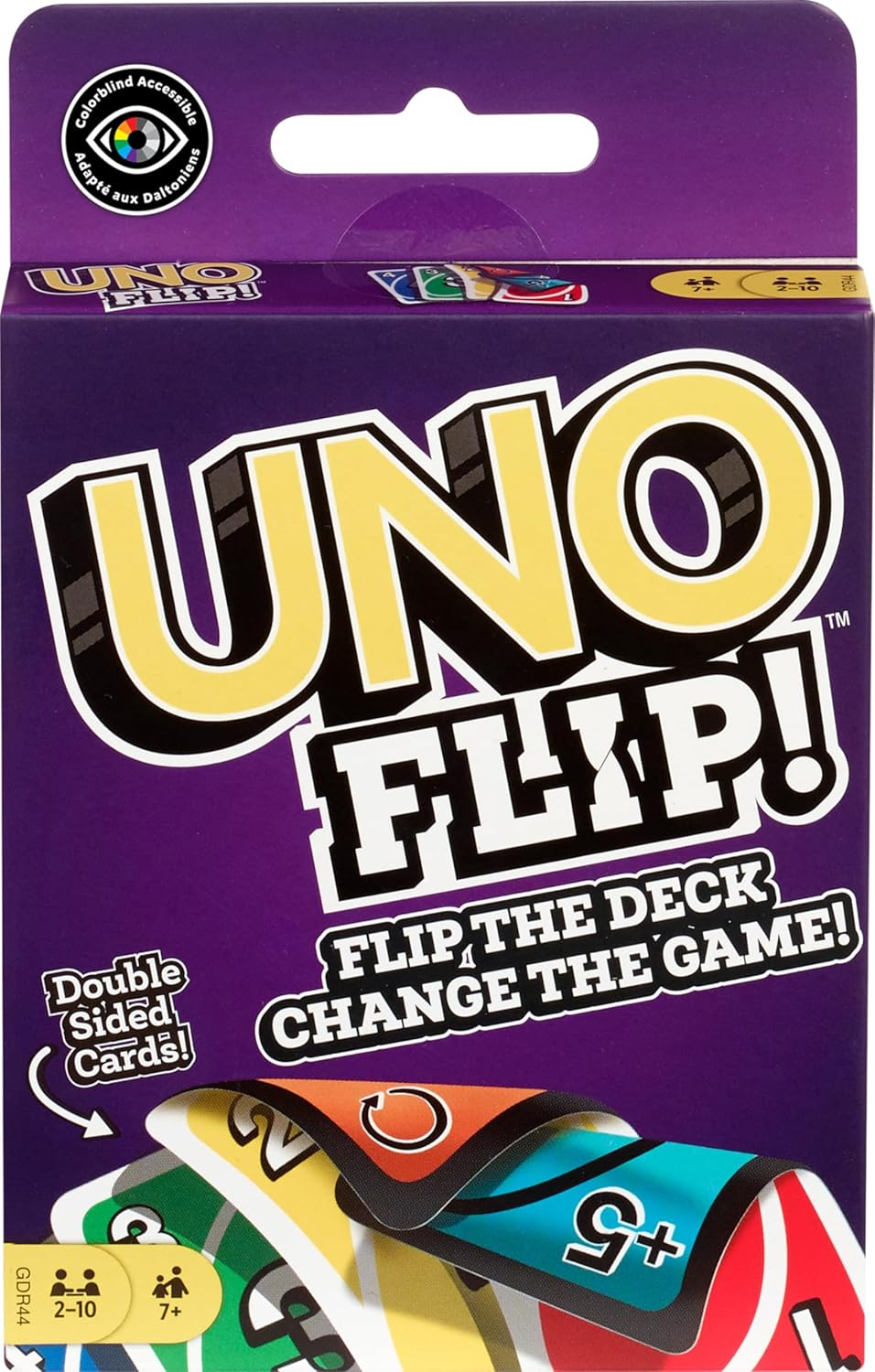 UNO Flip, Jogo de Cartas com Baralho de Dois Lados e Caixa Resistente, Para Crianças, Adultos & Noite de Jogos, Mattel