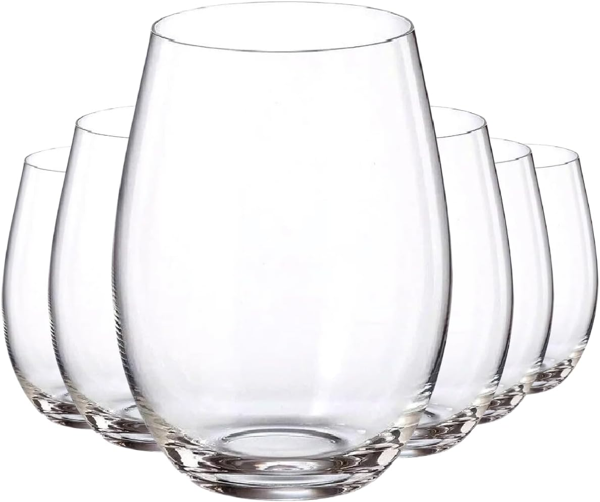Jogo De 6 Copos De Vidro Balão 470ml Para Suco Água Refrigerante E Coquetéis 6,5cm x 12cm Transparente E Liso Conjunto Redondo