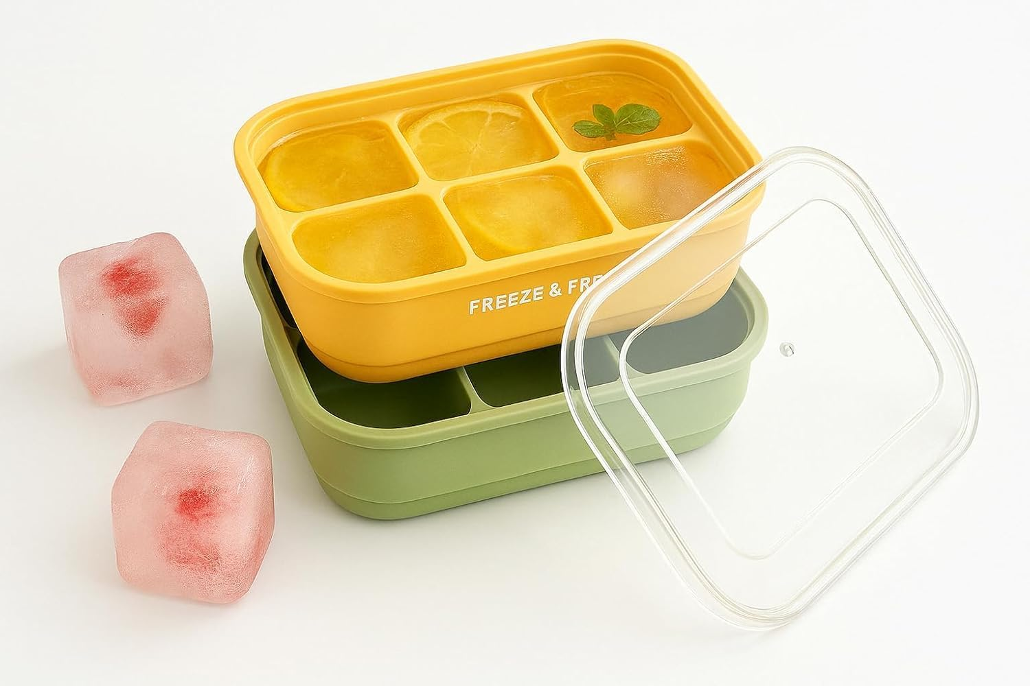 Kit 2 Forminha de Silicone Mini para Congelar Papinha de Bebê com Tampa – 6 Cubos Pequenos, Ideal para Caldos, Gelo e Introdução Alimentar (2 Unidades)