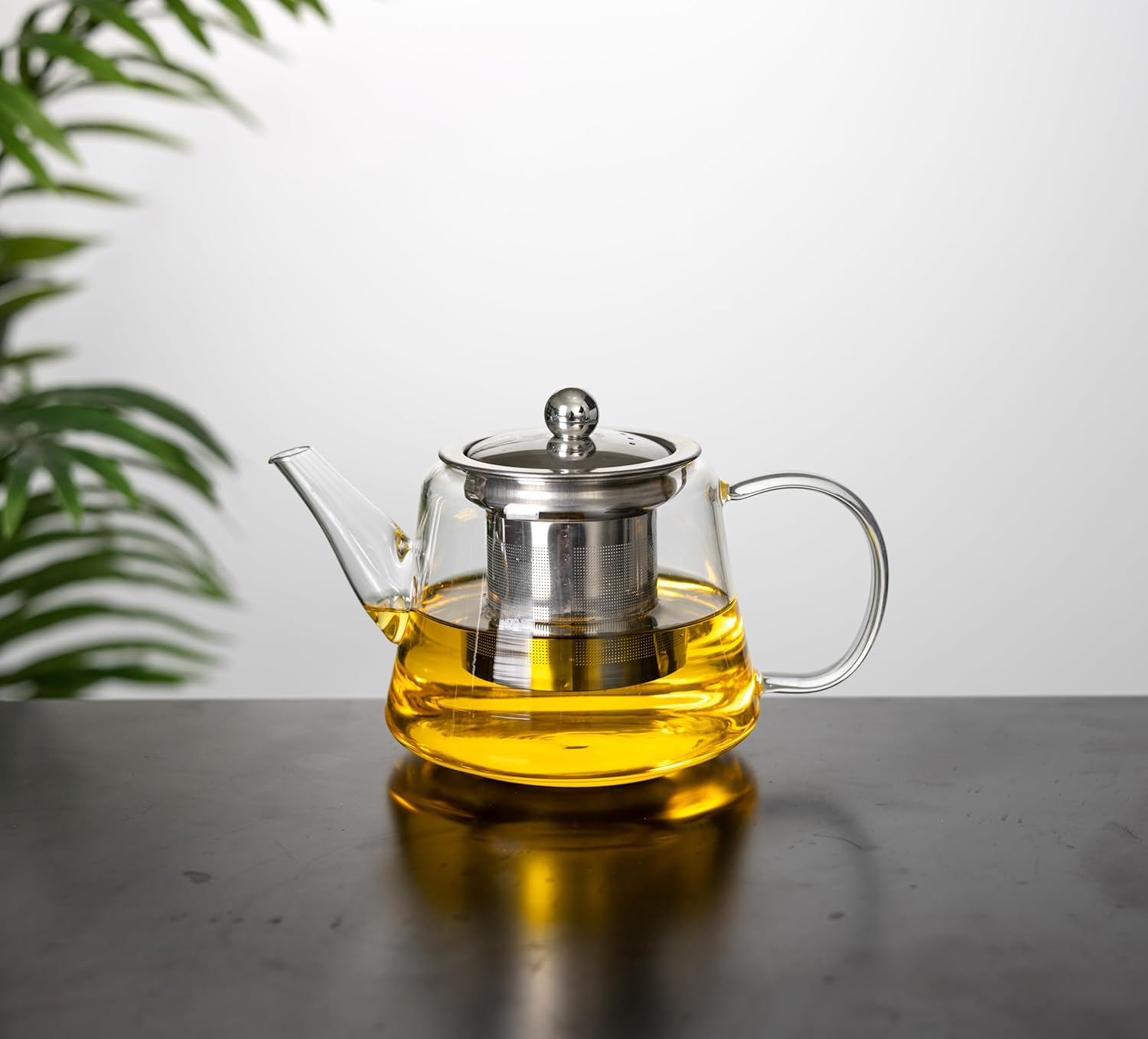 Chaleira de Vidro Borossilicato com Infusor de Chá, 750 ml, Vai Ao Fogo