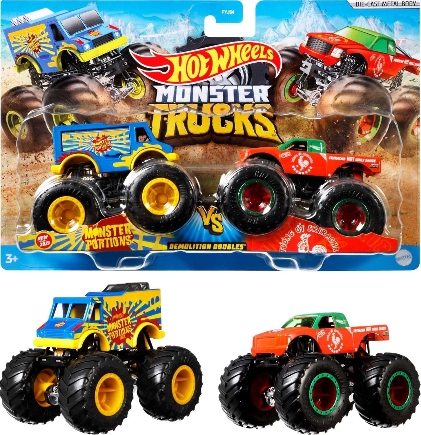 Hot Wheels Monster Trucks Veículo de Brinquedo Pacote Surpresa 2 Carros